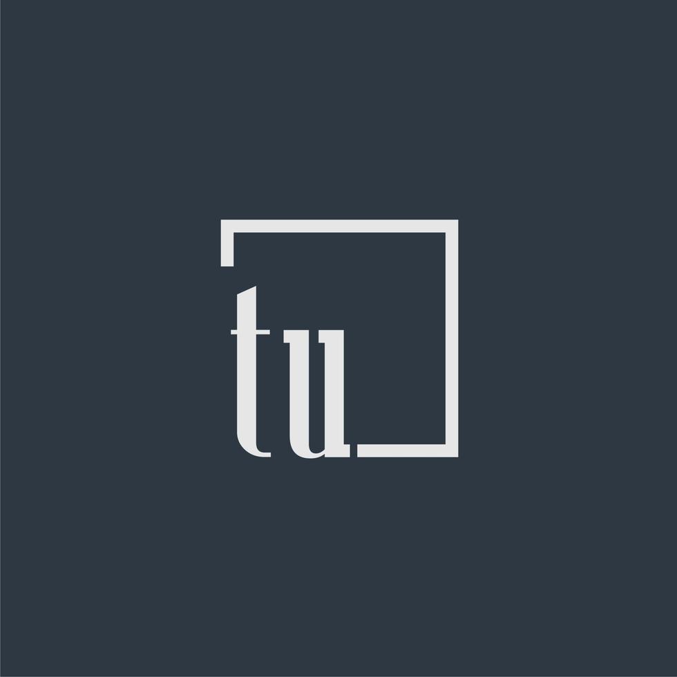 TU initial monogram logo with rectangle style dsign vector