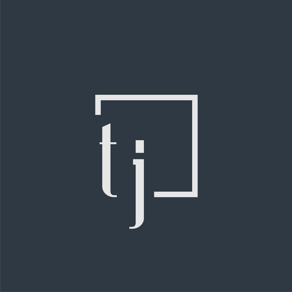 logotipo de monograma inicial de tj con diseño de estilo rectangular vector