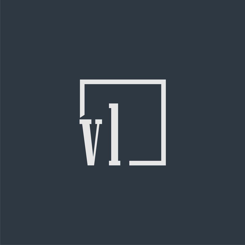 VL initial monogram logo with rectangle style dsign vector