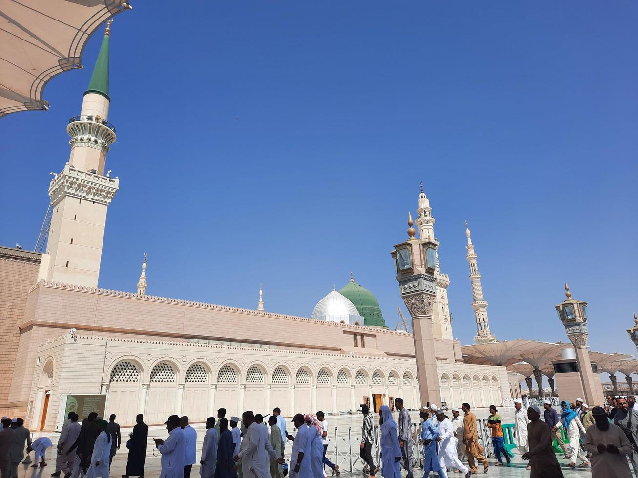Medina, Saudi Arabia, Oct 2022 - A beautiful day view of the outer courtyard of Masjid Al Nabawi, Medina. photo