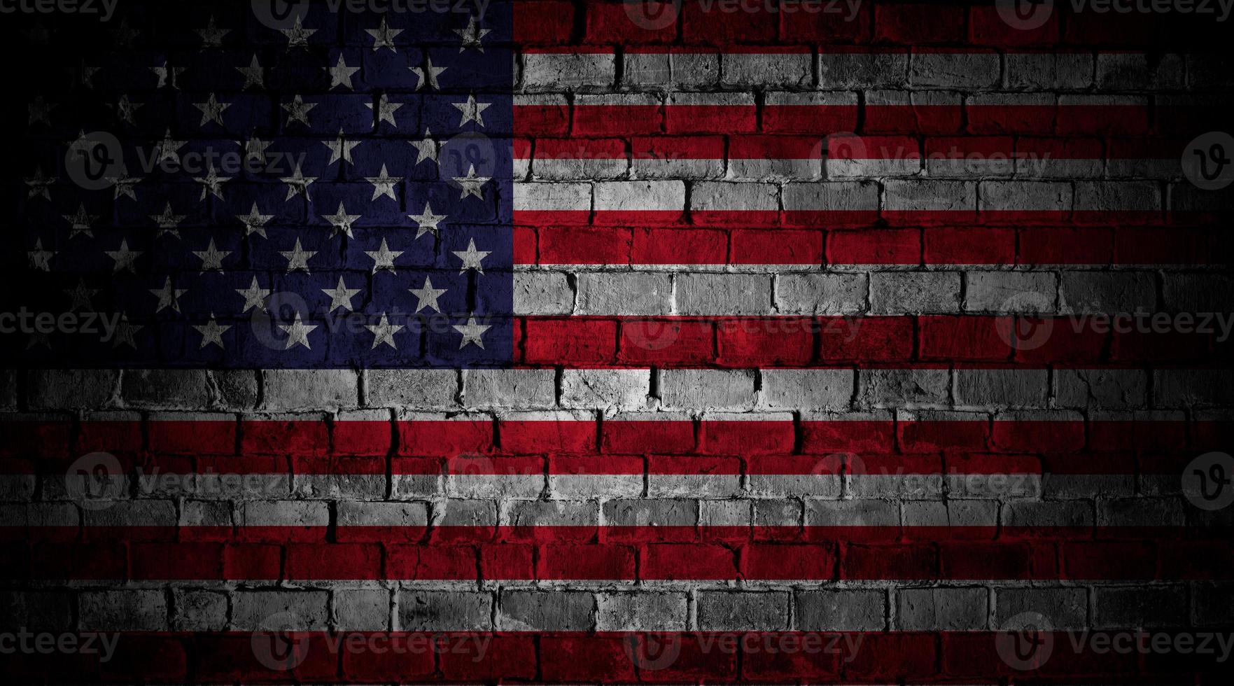 USA flag painted on brick wall. 4th of july background in grunge style photo