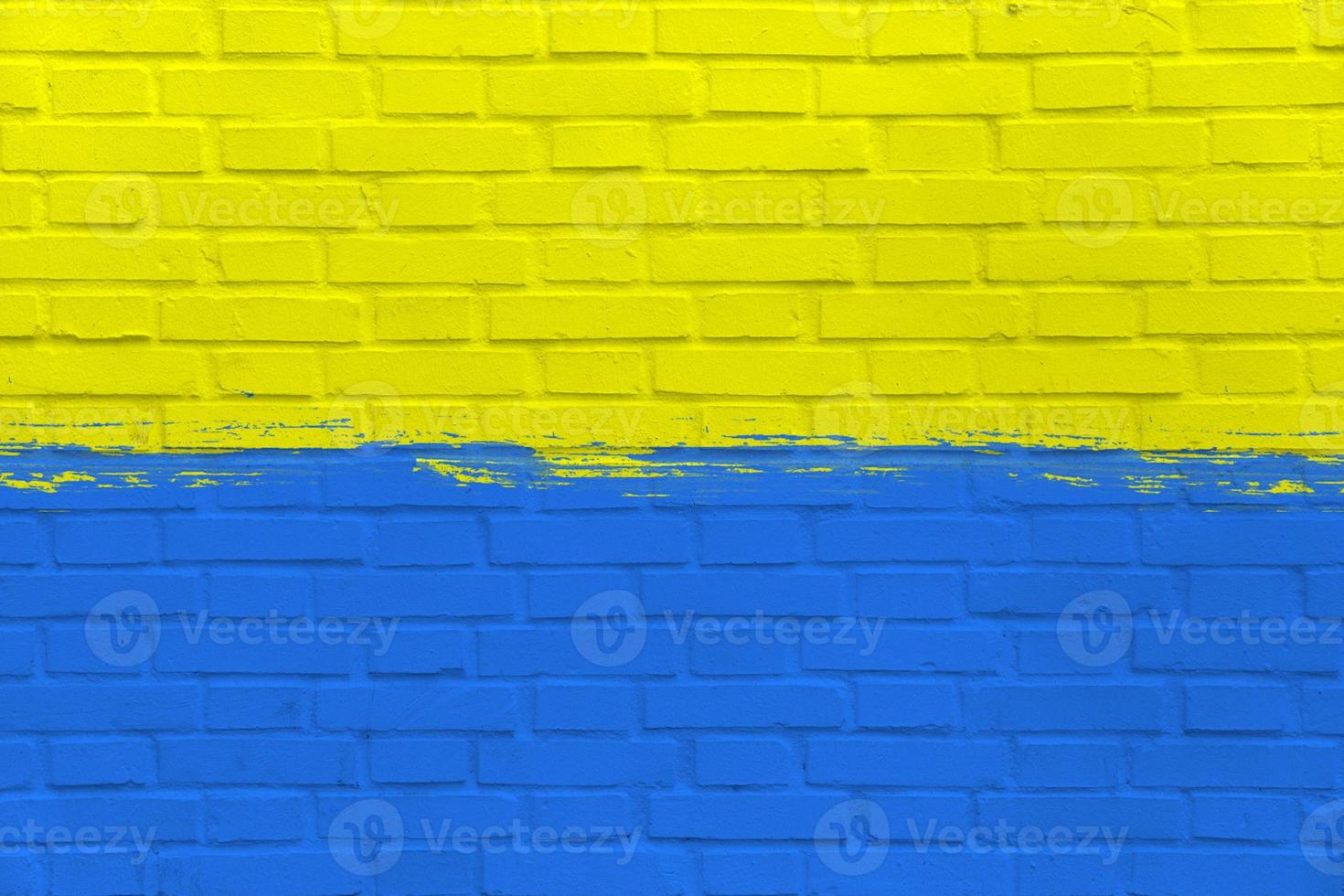 Yellow and Blue Flag of Ukraine on Clean Wall, Industrial Graphic, Symbol of Freedom, Grunge Style Picture, Fight in War with Russia, Symbolic Image, Texture on urban surface, Patriotic background photo