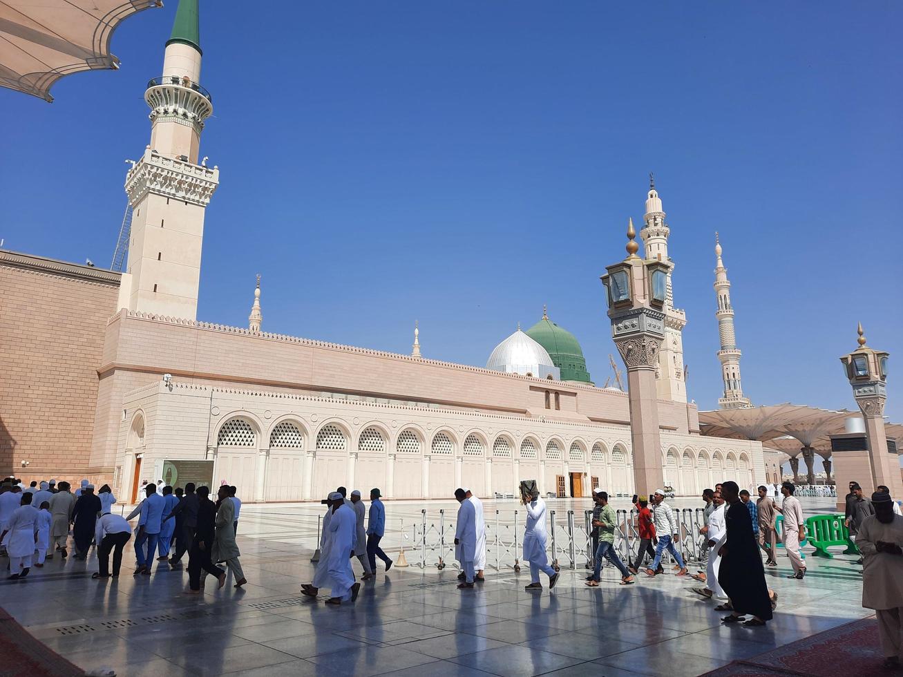 Medina, Saudi Arabia, Oct 2022 - A beautiful day view of the outer courtyard of Masjid Al Nabawi, Medina. photo