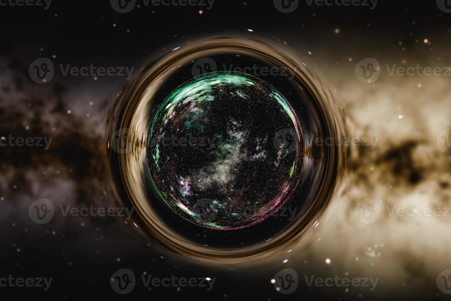 3D illustration. Black hole in outer space. photo