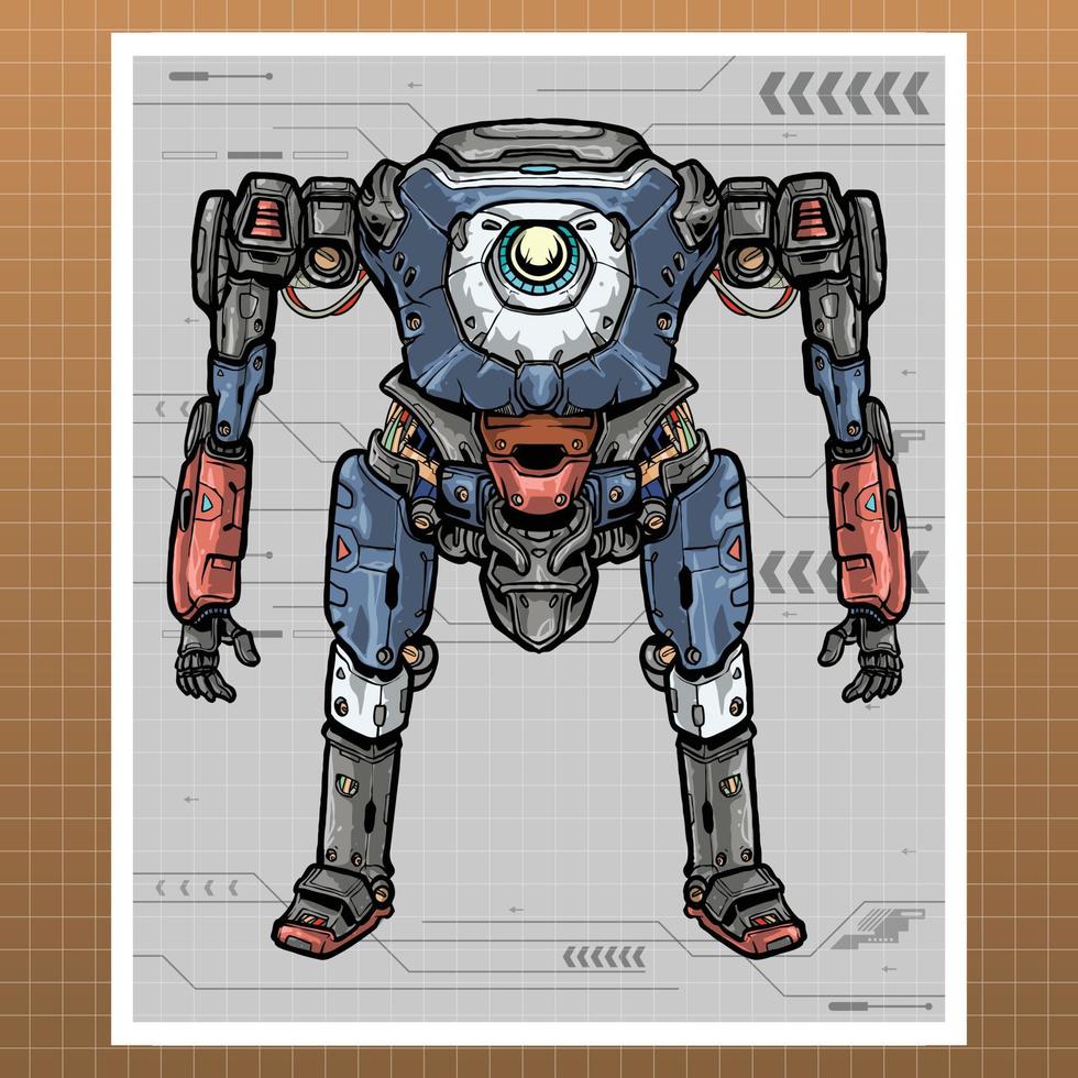 controlador de robot mecha construido por cabeza brazo cuerpo pierna arma ilustración vector