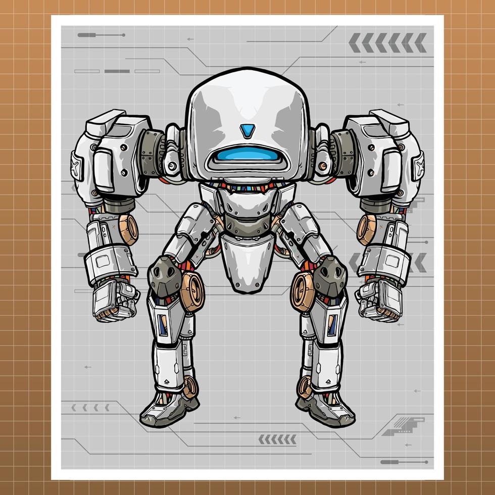 mecha robot control builded by head arm body leg weapon illustration vector