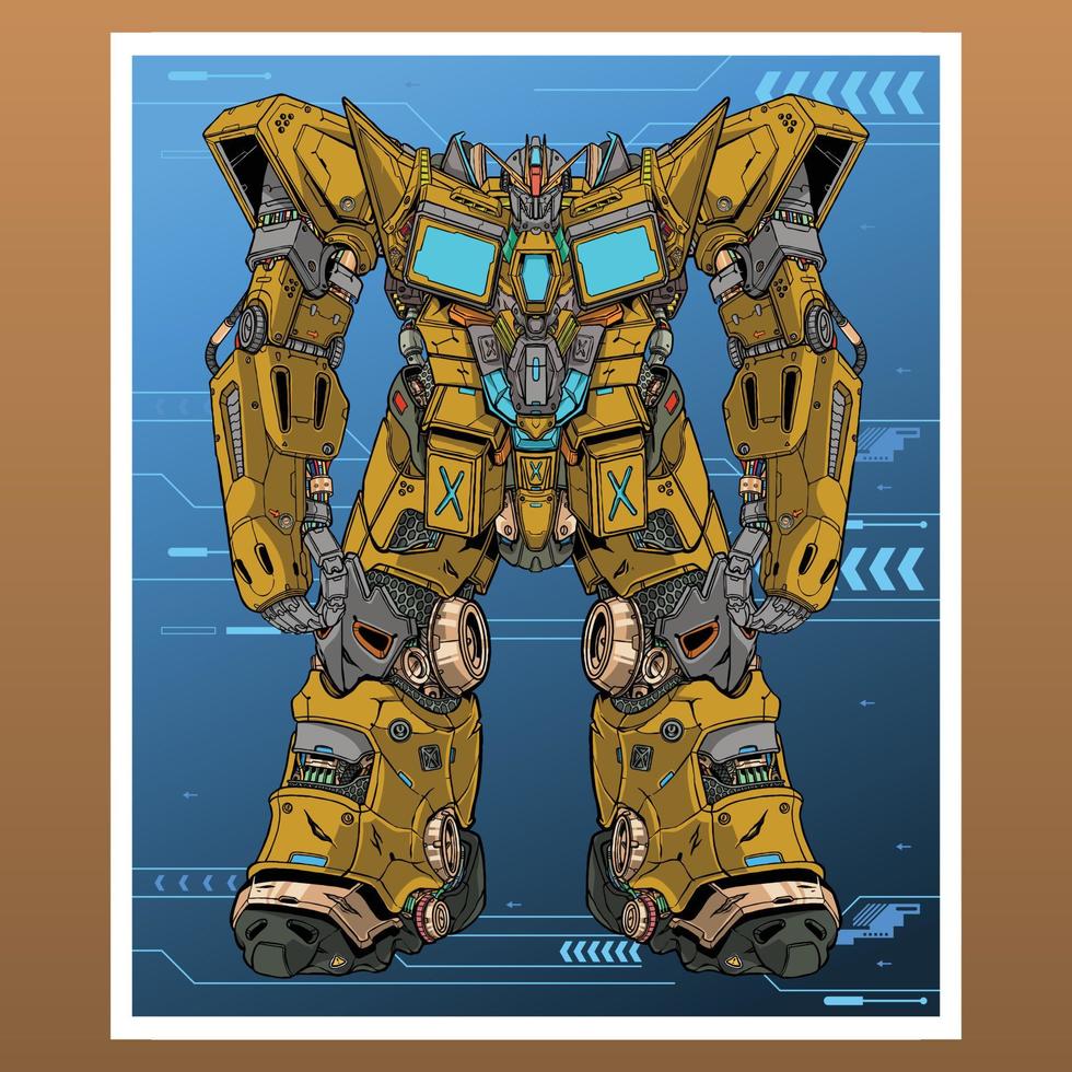 mecha robot war construido por cabeza brazo cuerpo pierna arma ilustración vector