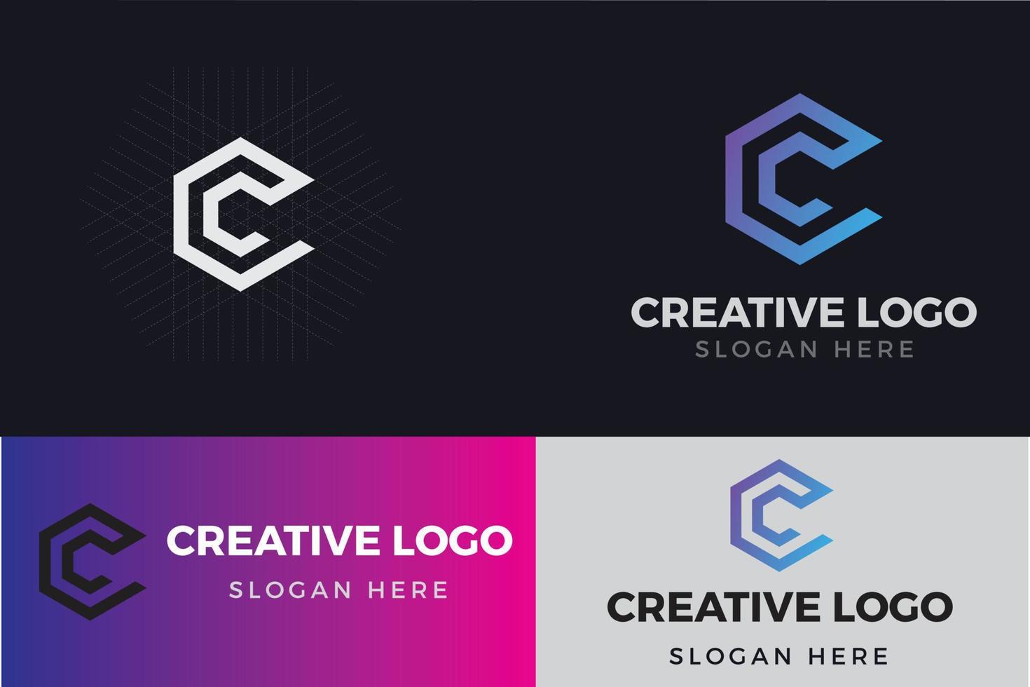 LETTER C POLYGONAL LOGO. SIMPLE LOGO VECTOR DESIGN TEMPLATE.