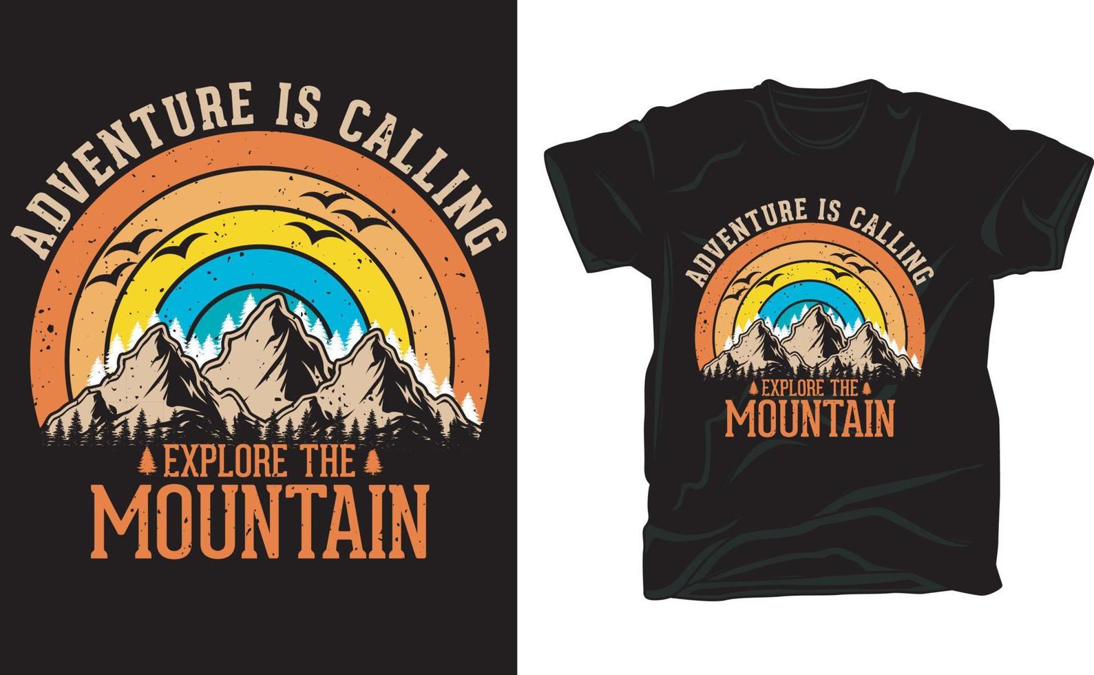 la aventura está llamando explora el diseño de la camiseta de la montaña vector