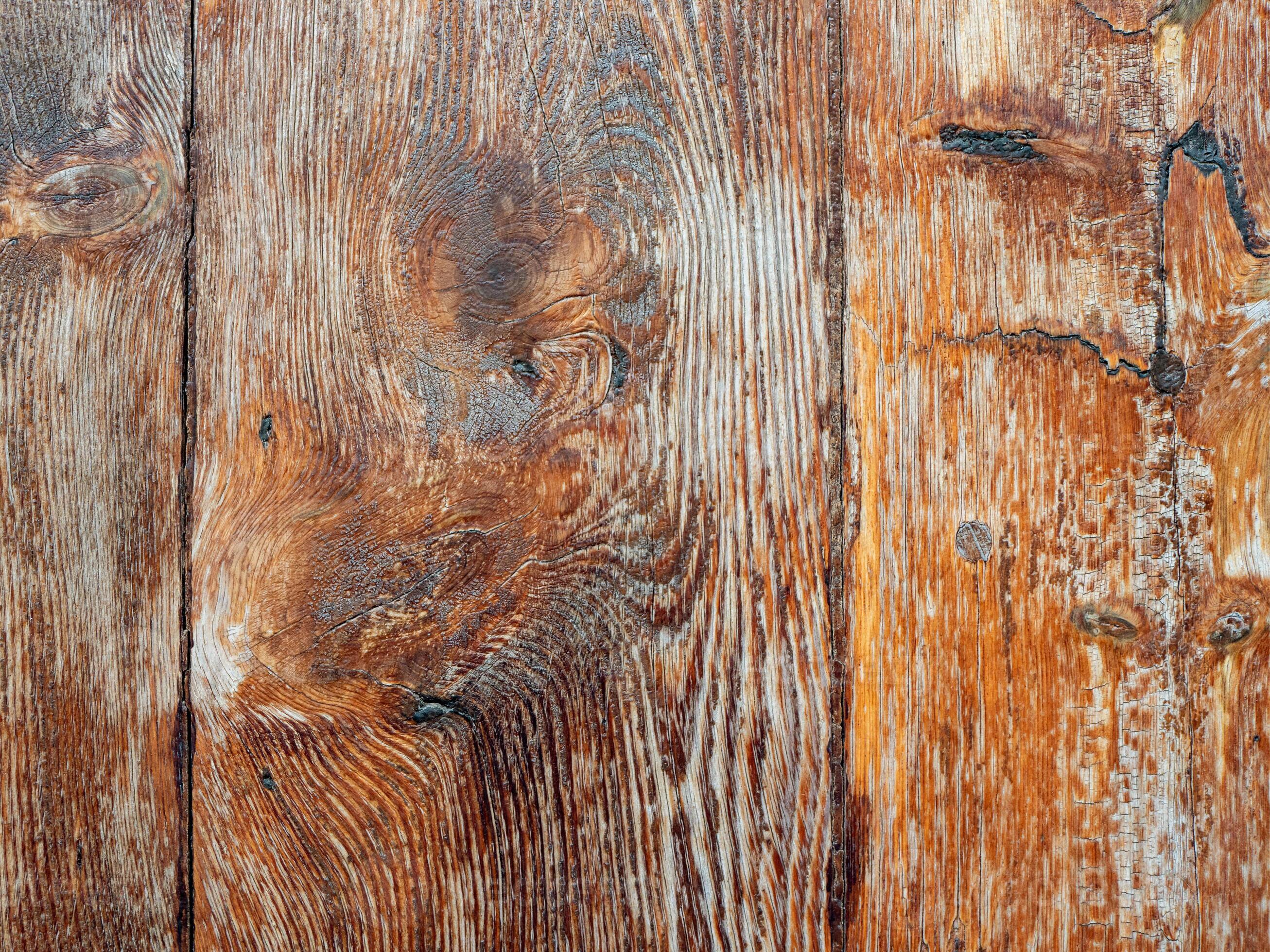 Rough texture of a wooden door planks with worn varnish 13104889 Stock