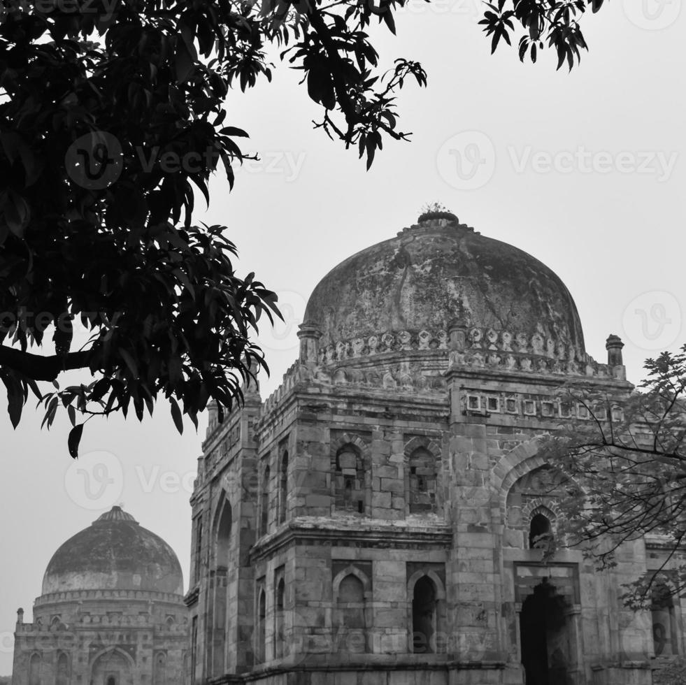 Mughal Architecture inside Lodhi Gardens, Delhi, India, Beautiful Architecture Inside the The Three-domed mosque in Lodhi Garden is said to be the Friday mosque for Friday prayer, Lodhi Garden Tomb photo