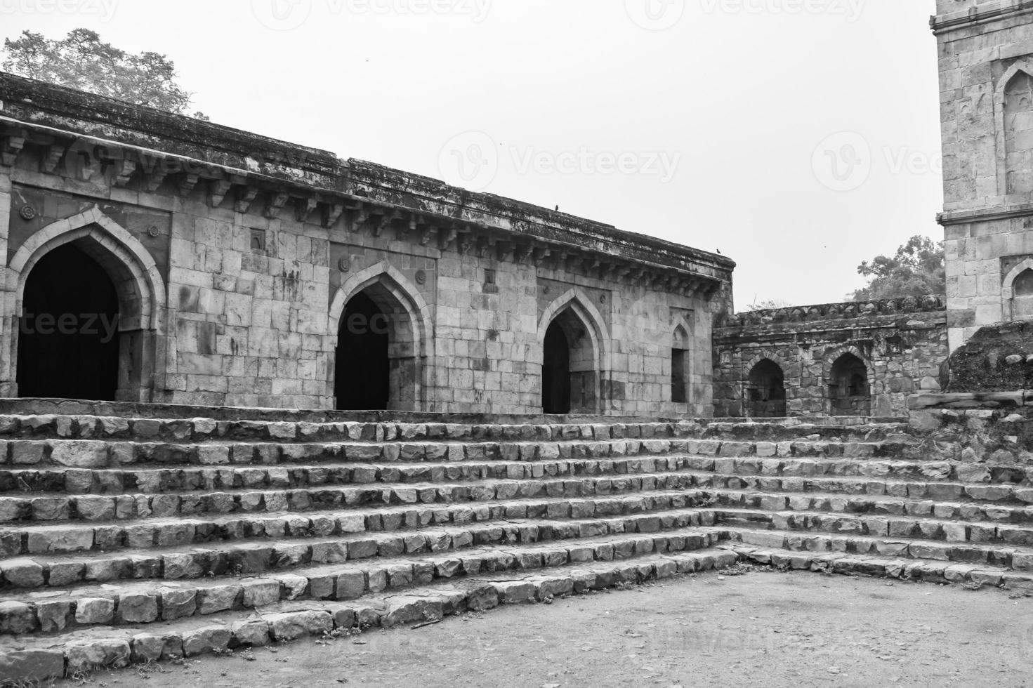 Mughal Architecture inside Lodhi Gardens, Delhi, India, Beautiful Architecture Inside the The Three-domed mosque in Lodhi Garden is said to be the Friday mosque for Friday prayer, Lodhi Garden Tomb photo