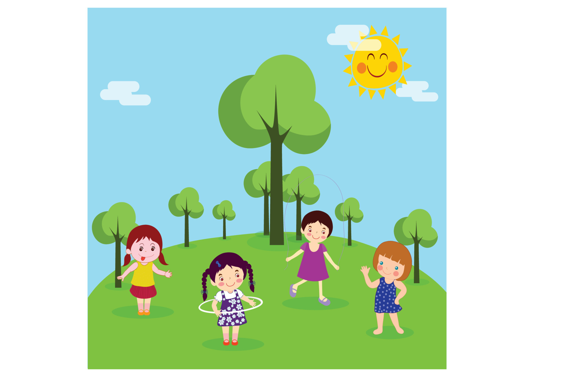 Kids play in garden background template 13105326 Vector Art at Vecteezy