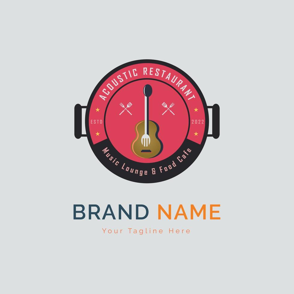 acoustic restaurant guitar music cafe logo template design for brand or company and other vector