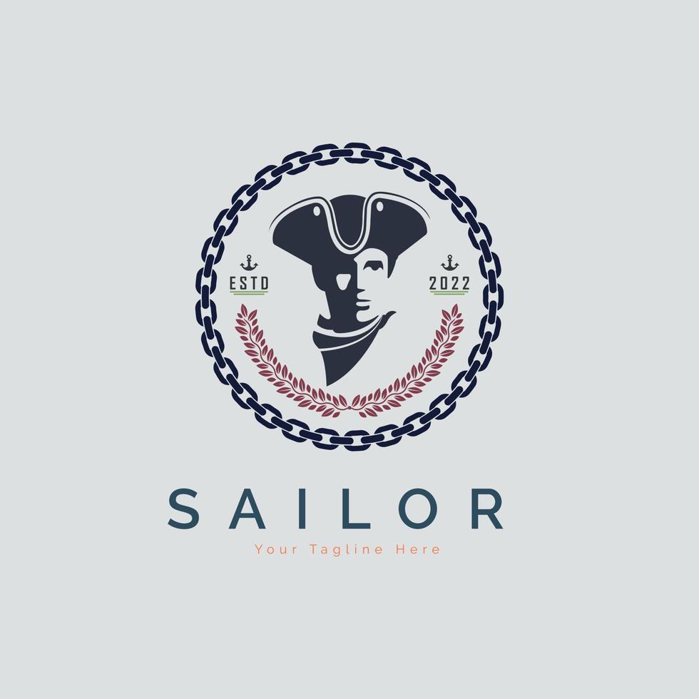 El ancla de la cadena del capitán marinero deja el vector de diseño de la plantilla del logotipo para la marca o empresa y otros