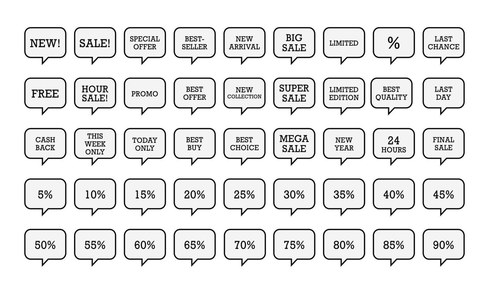 Web Shop Sale Tag Vector Icon Set