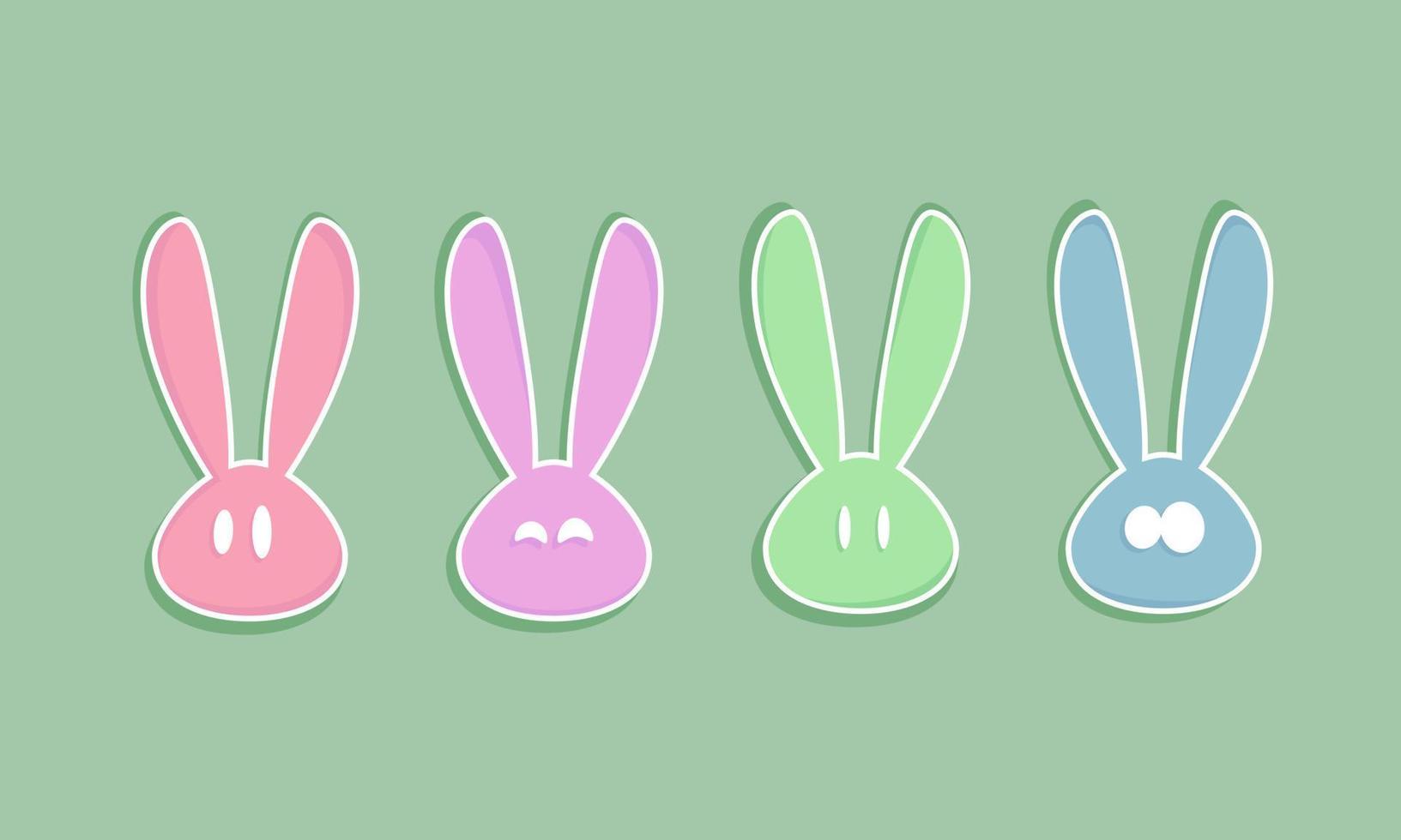 Cartoony Easter Bunny Vector Icon Set