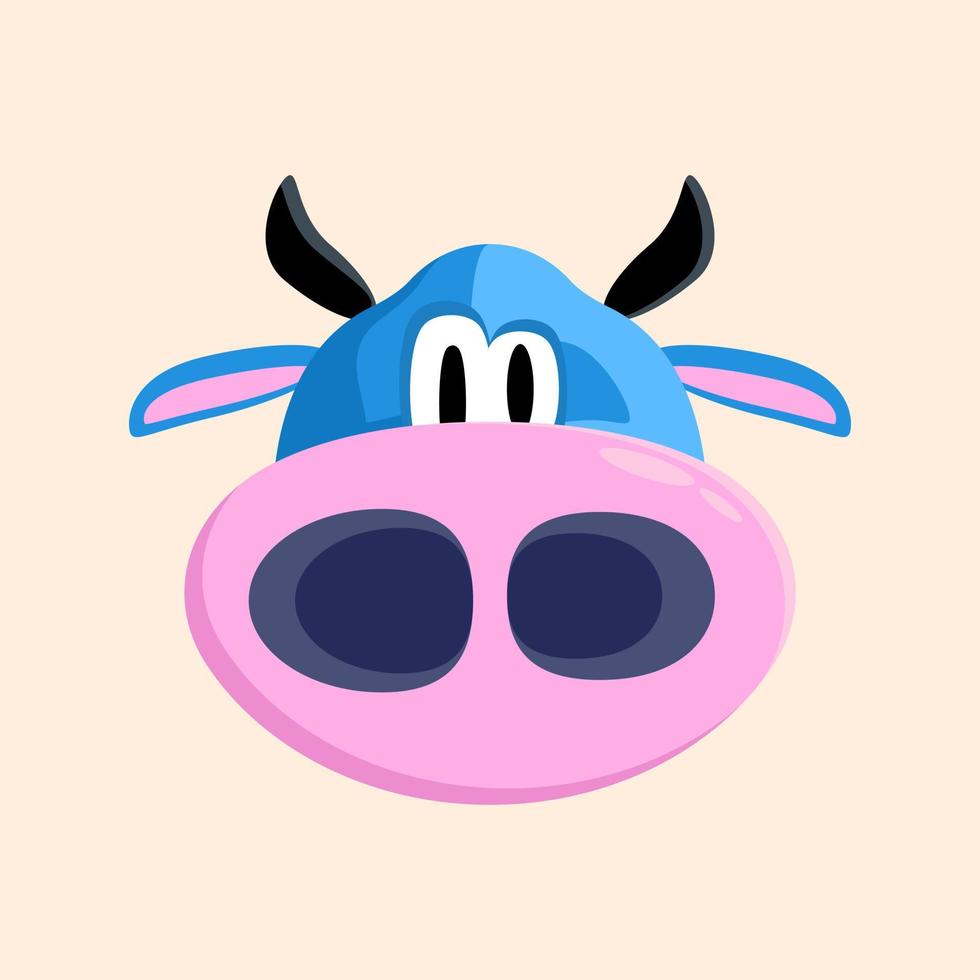 Cartoony Cow Character Vector Logo Icon