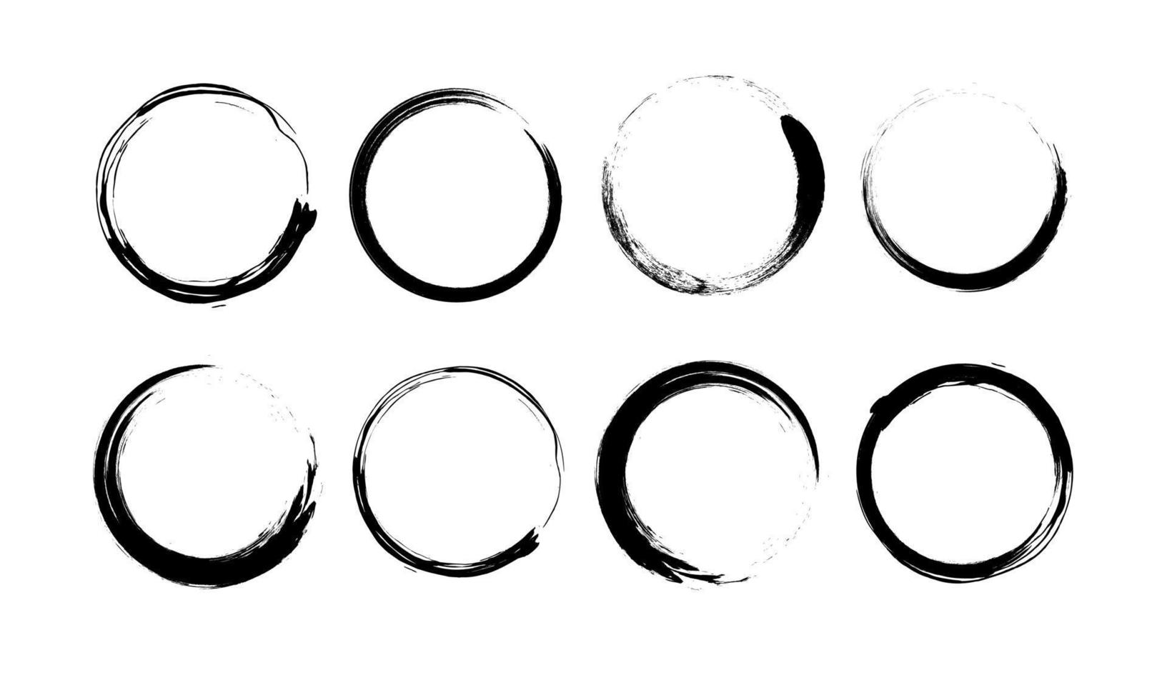 Gritty Scattered Ink Circles Brush Stroke Vector Set