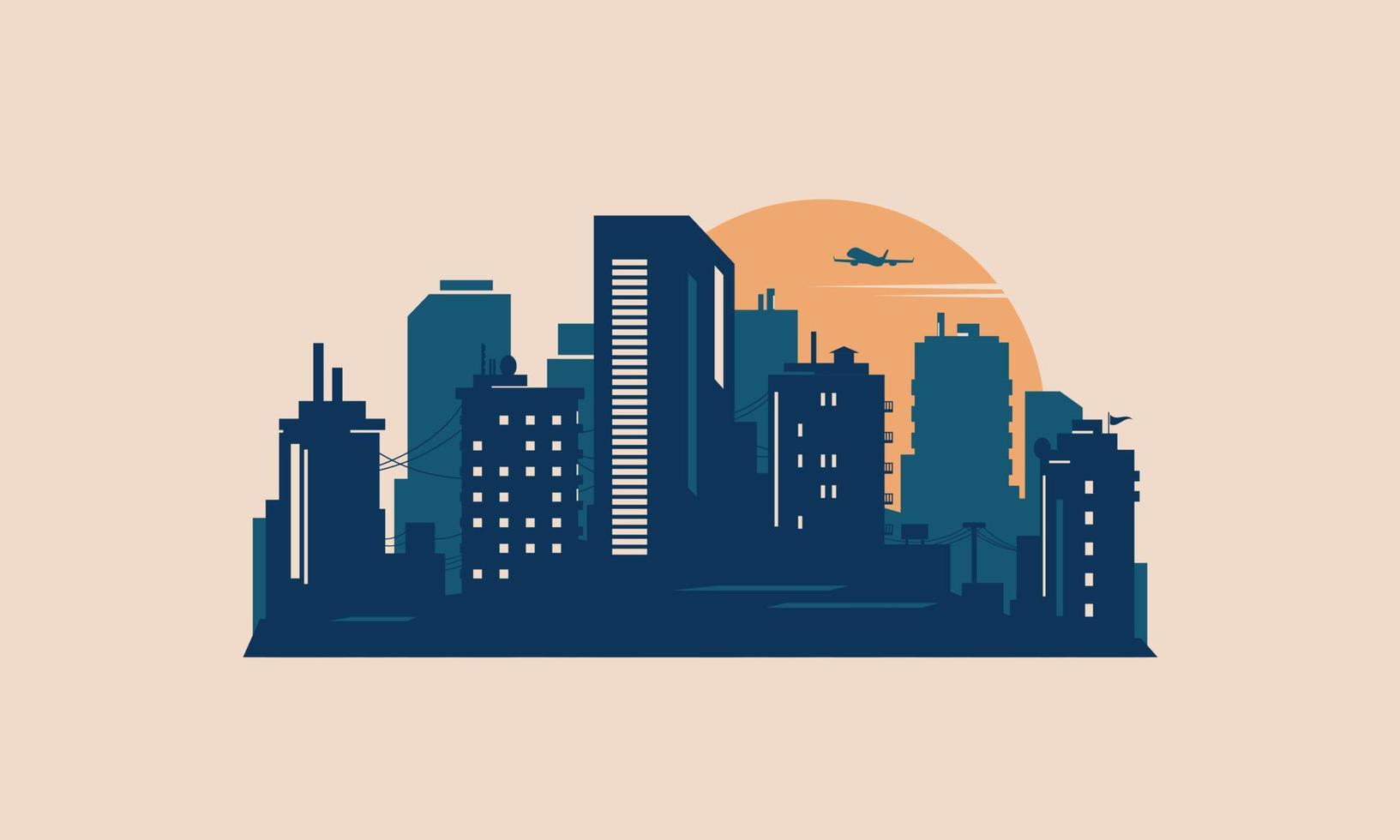 Cityscape Skyline Illustration Retro Postcard Design vector