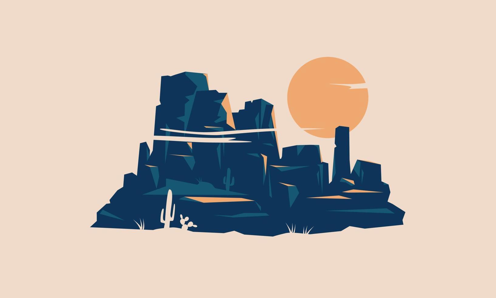 diseño de postal retro del paisaje de la montaña del desierto vector