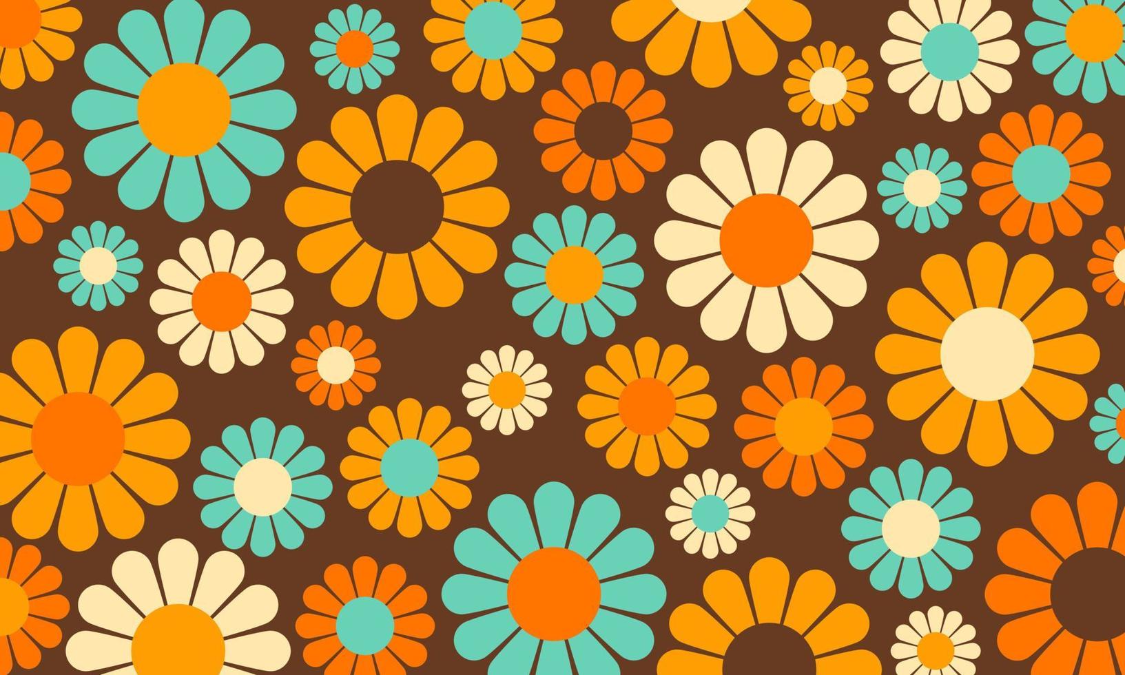 Abstract Retro Flower Wallpaper Vector Pattern