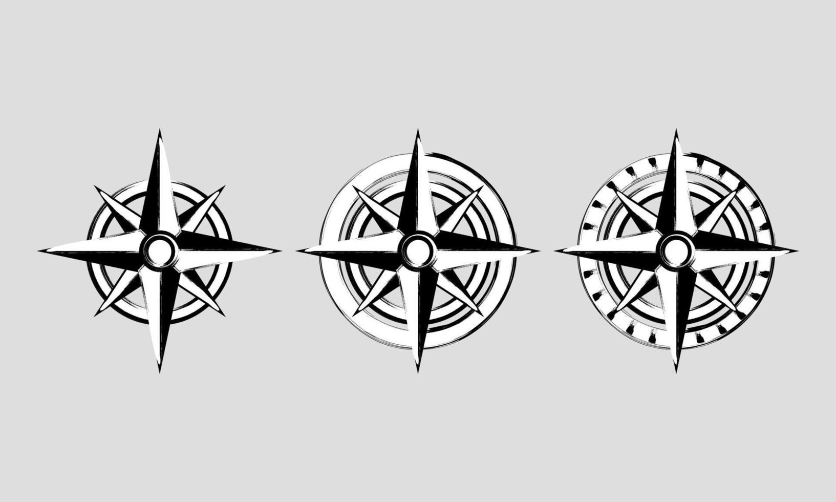 Sketchy Compass Rose Vector Icon Set