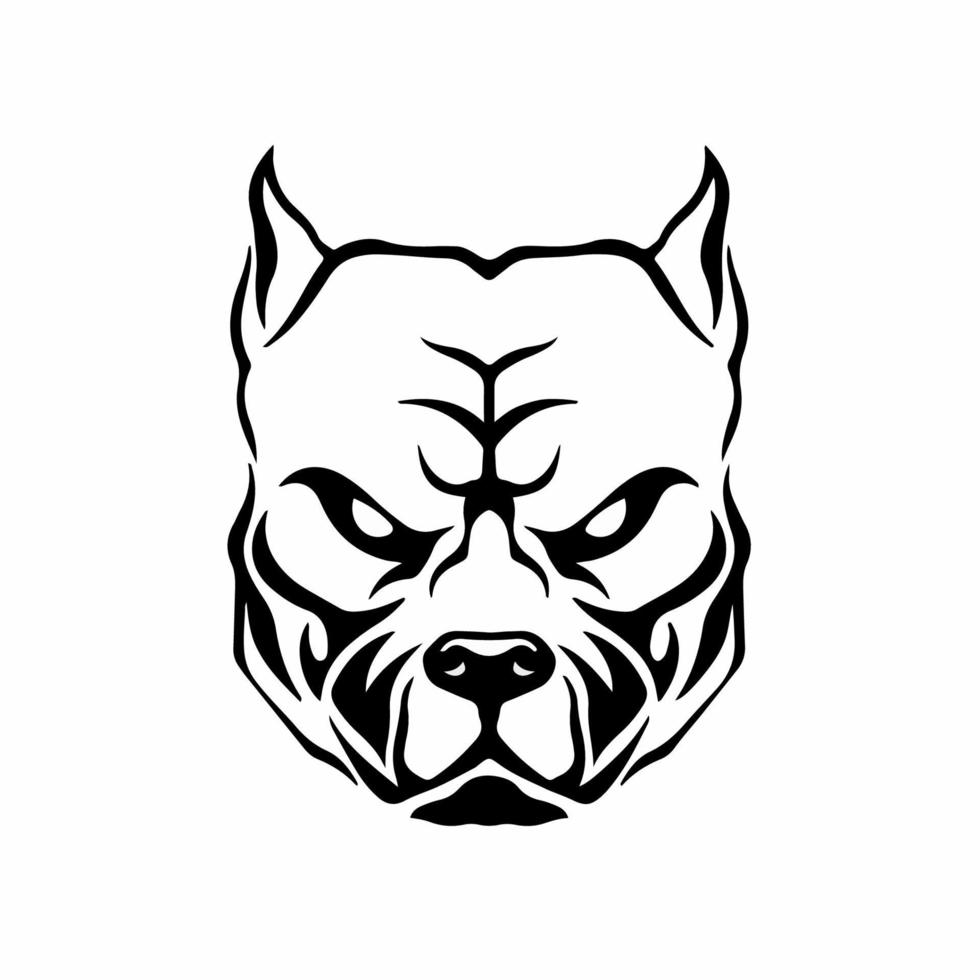 Pitbull Head Logo Symbol. Stencil Design. Tattoo Vector Illustration.