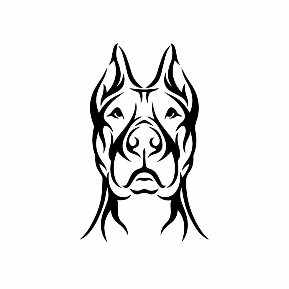 Pitbull Head Logo Symbol. Stencil Design. Tattoo Vector Illustration.