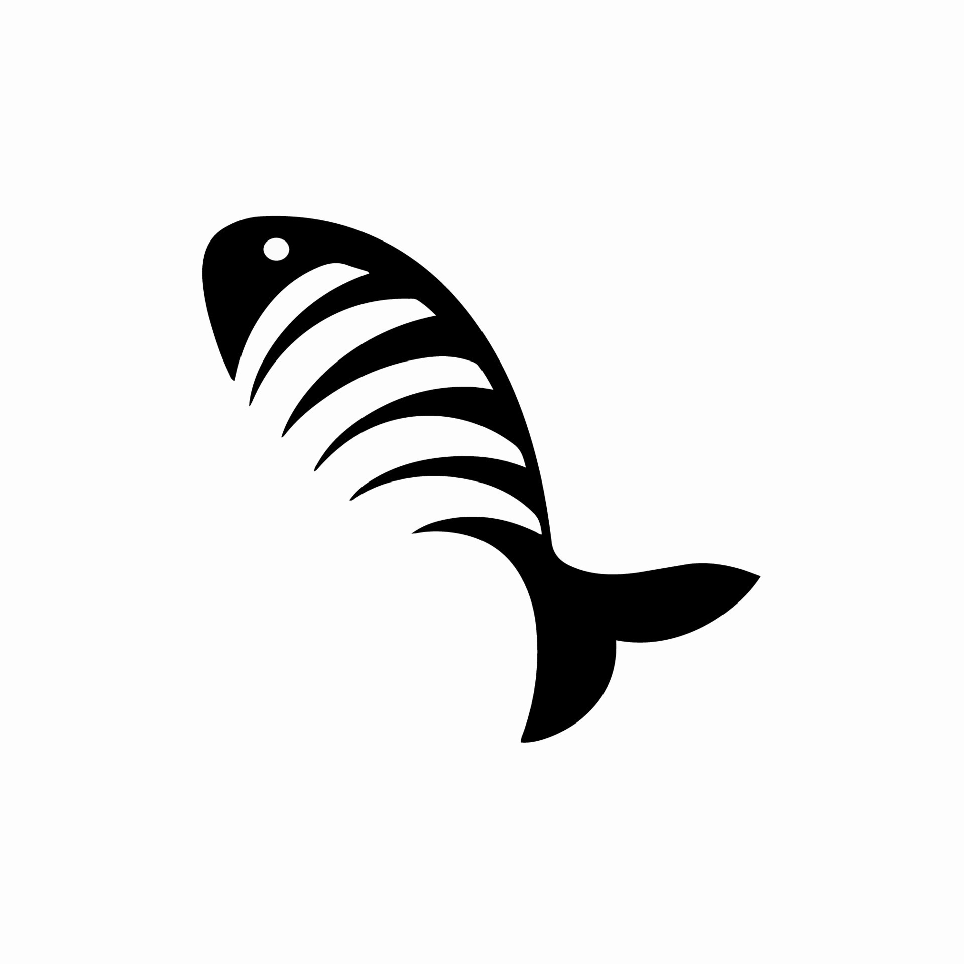 Fish Bone Icon Logo Design. Black and White Stencil Flat Vector