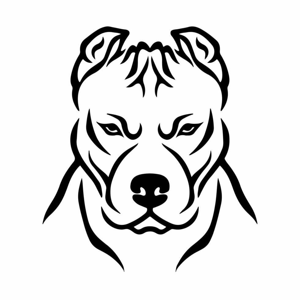 Pitbull Head Logo Symbol. Stencil Design. Tattoo Vector Illustration.