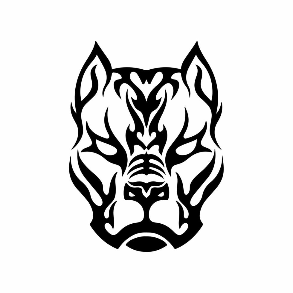 Pitbull Head Logo Symbol. Stencil Design. Tattoo Vector Illustration.