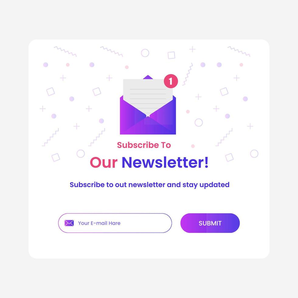 Subscription to newsletter pop up banner template in flat design vector