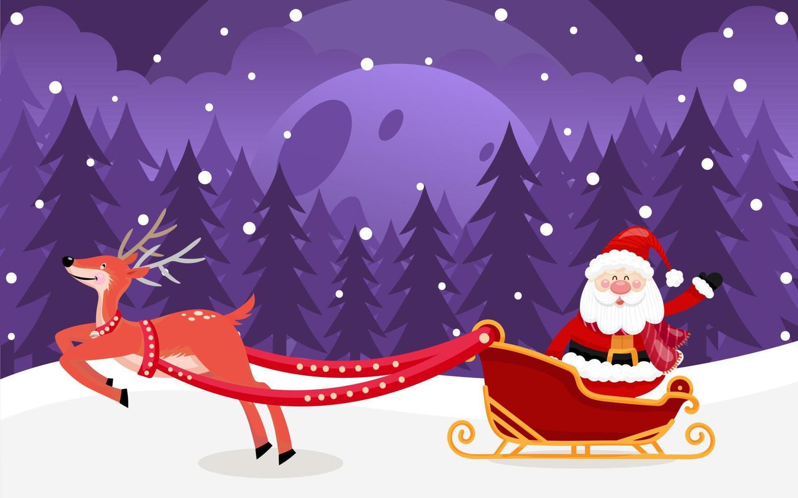 Christmas poster design with santa claus and snowman vector