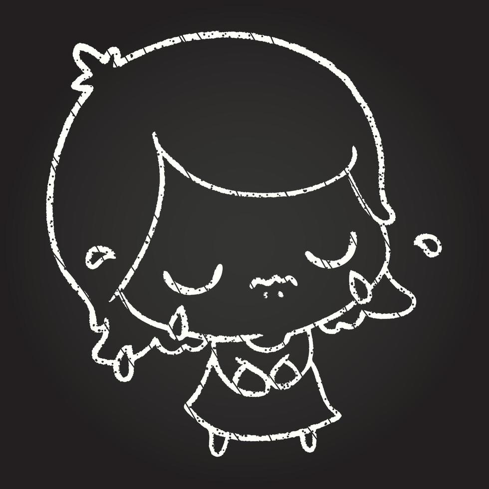Crying Girl Chalk Drawing vector