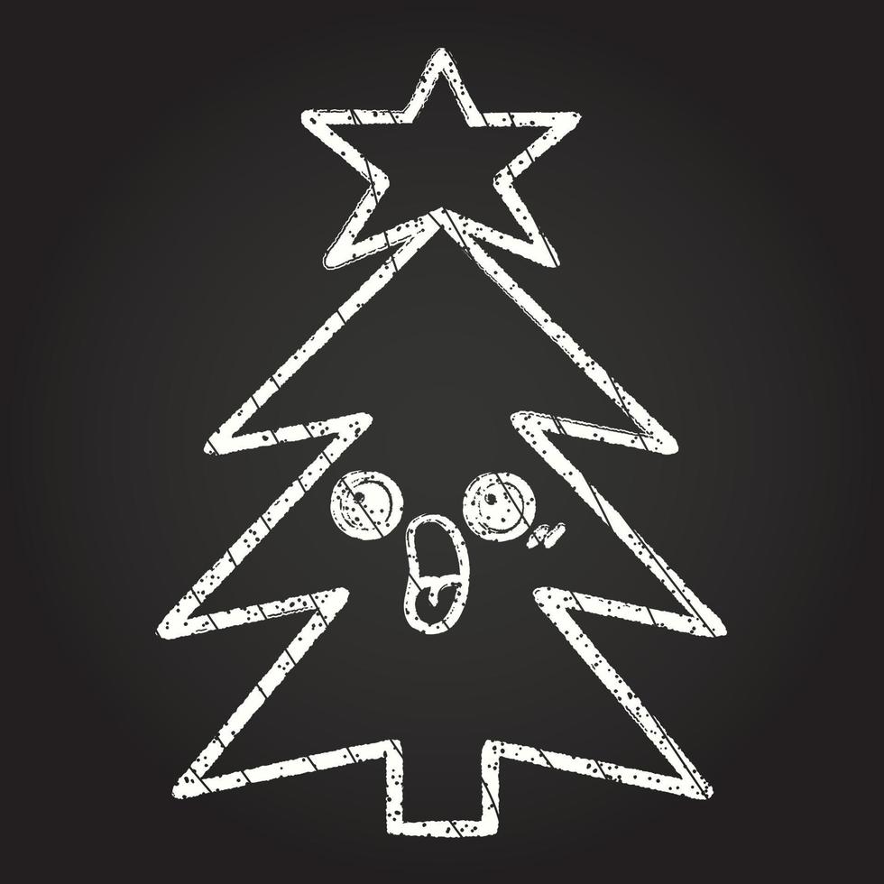 dibujo de tiza del árbol de navidad vector