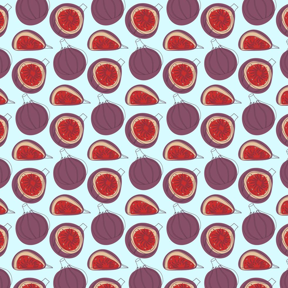 Pattern With Outline Delicious Figs For Textile, Package, Wallpaper Vector Illustration