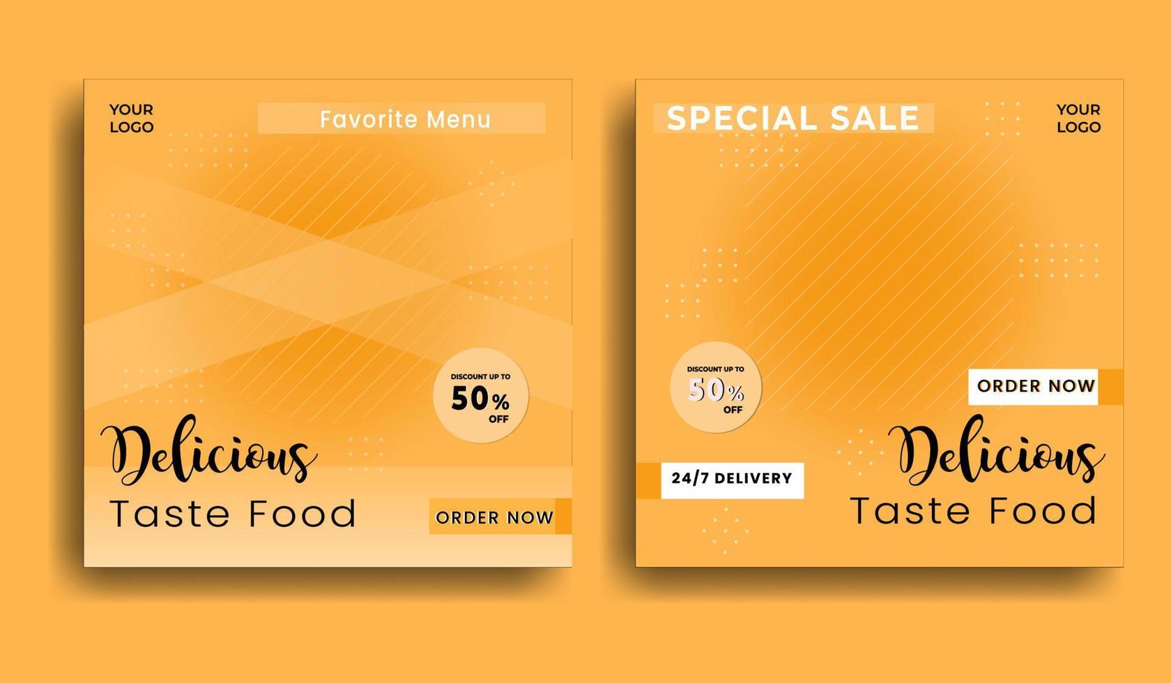 Tasty delicious food menu social media post banner template vector
