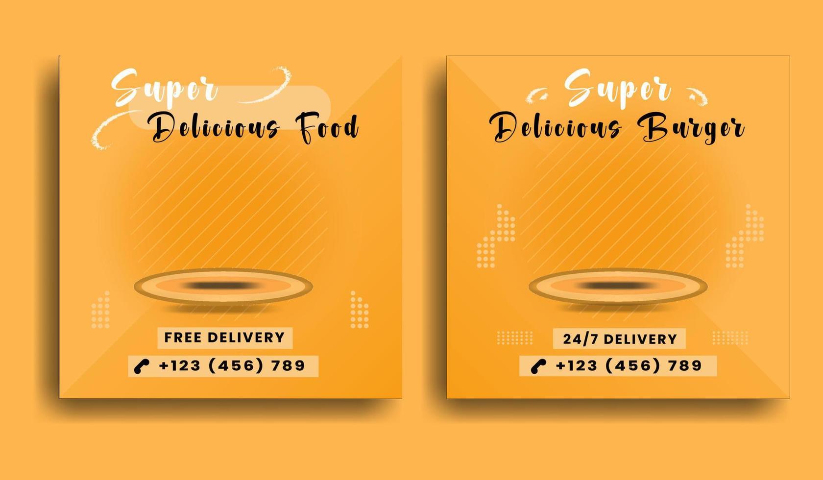 Delicious food menu social media banner template design vector