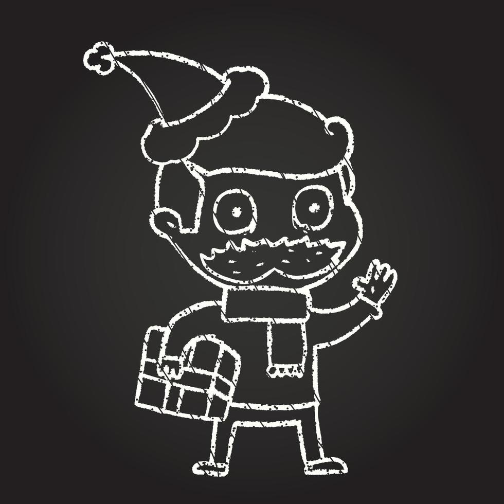 dibujo de tiza de hombre de navidad vector