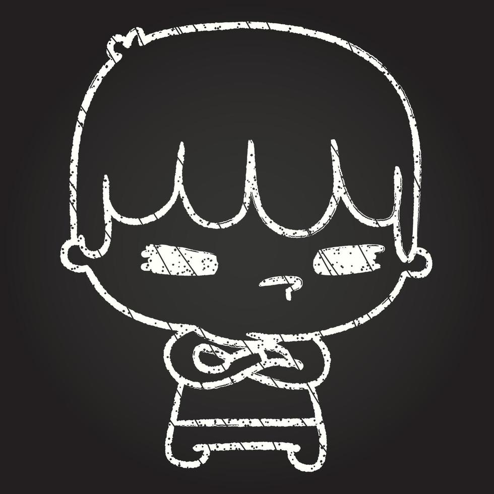 Grumpy Boy Chalk Drawing vector
