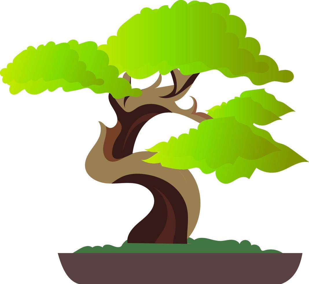 ilustración de vector de árbol bonsai, planta de china y árbol para decoración de jardín, concepto de planta simple