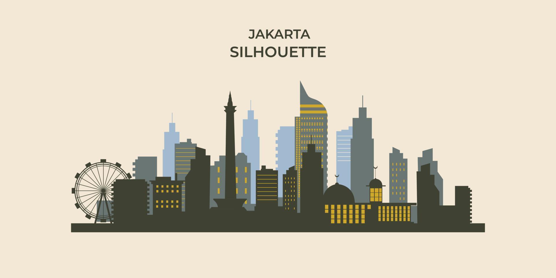 fondo plano de la ciudad de jakarta vector