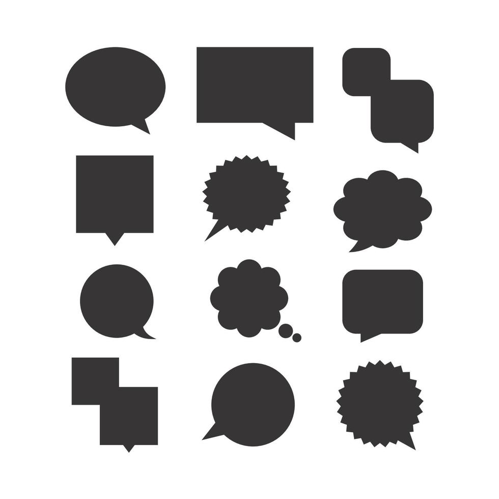 set of black blank speech bubbles vector illustration