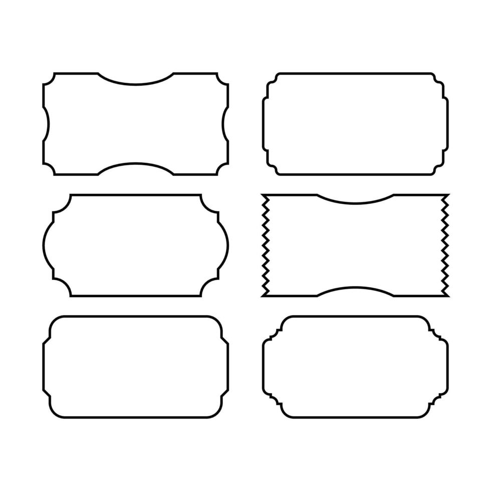 conjunto de ilustración de vector de línea de formas de etiqueta de boleto