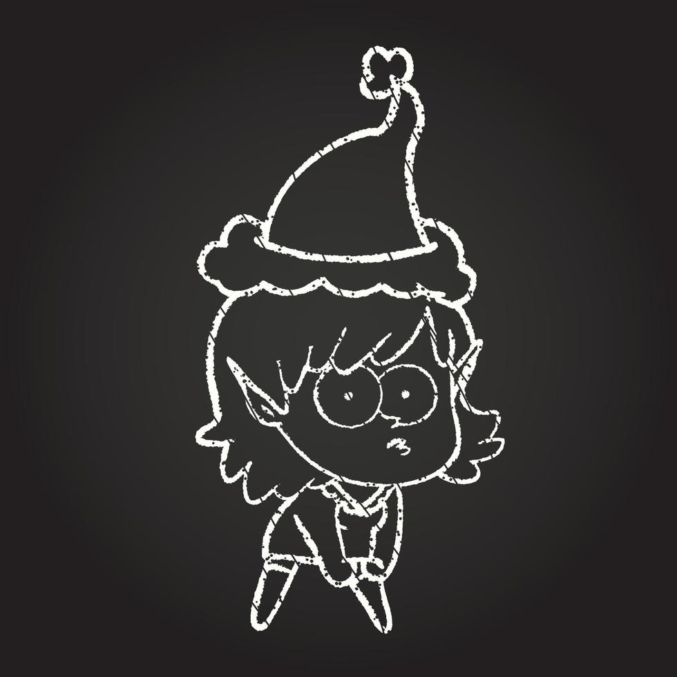 Christmas Elf Chalk Drawing vector