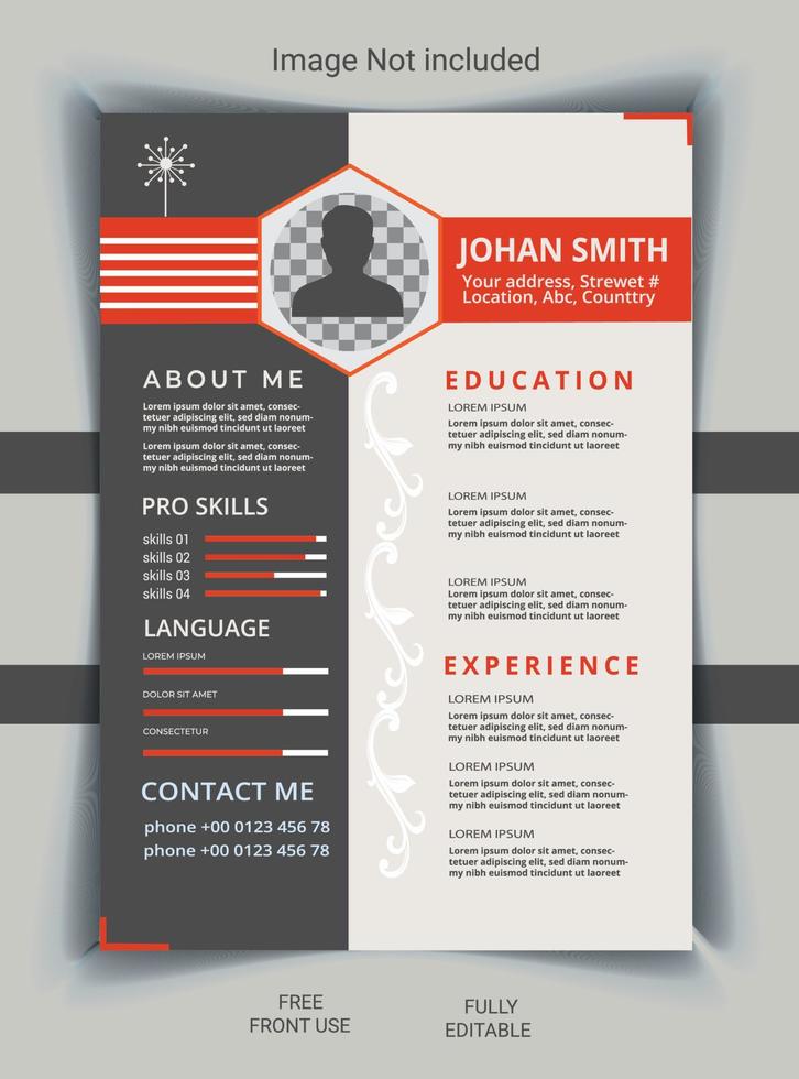 Professional CV resume template and letterhead  cover letter  vector minimalist  creative design