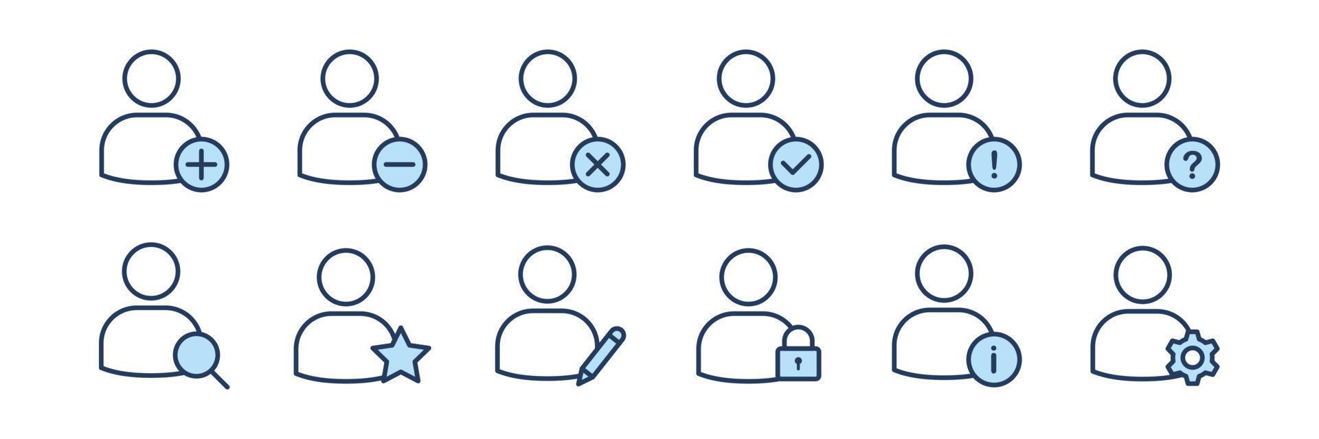 icono de vector de avatar de usuario. icono de vector de usuario de perfil. agregar, eliminar, editar, buscar, configurar el icono de vector de usuario. gráficos vectoriales de píxeles - vector