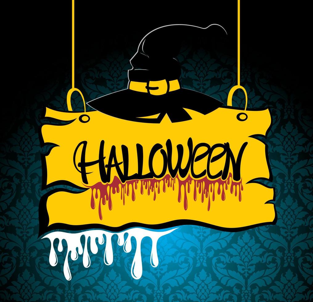 Happy Halloween party poster. Frame, night clouds, pumpkin in paper cut style. Vector illustration.