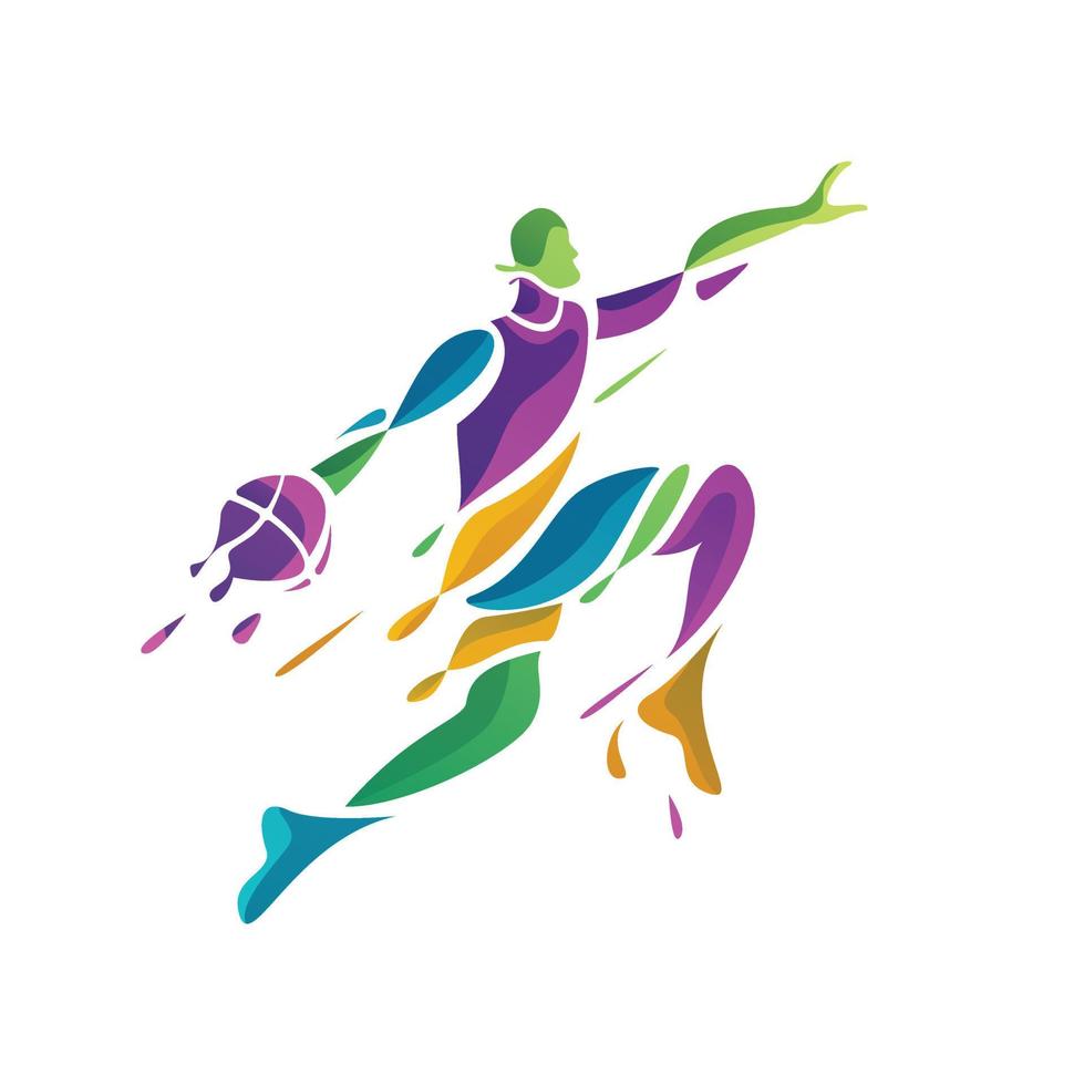 diseño de logotipo deportivo, diseño de icono de jugador de baloncesto, diseño de logotipo colorido vector